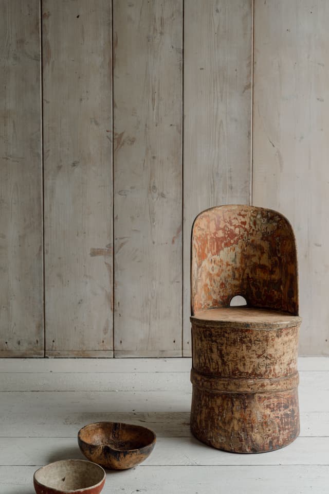 A Rare Norwegian Folk Art Kubbestol