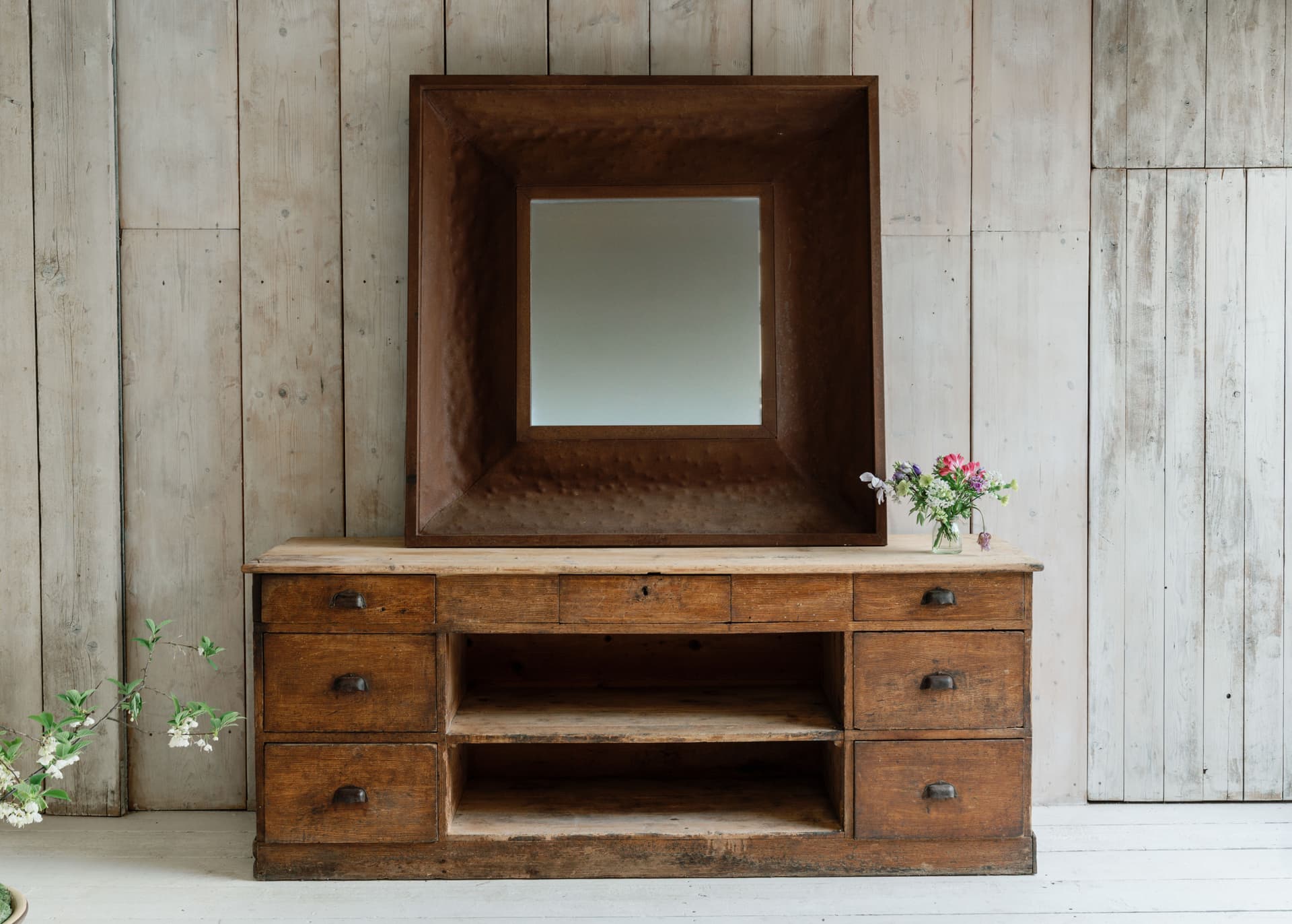 French Pine Workbench with Original Paint Patina