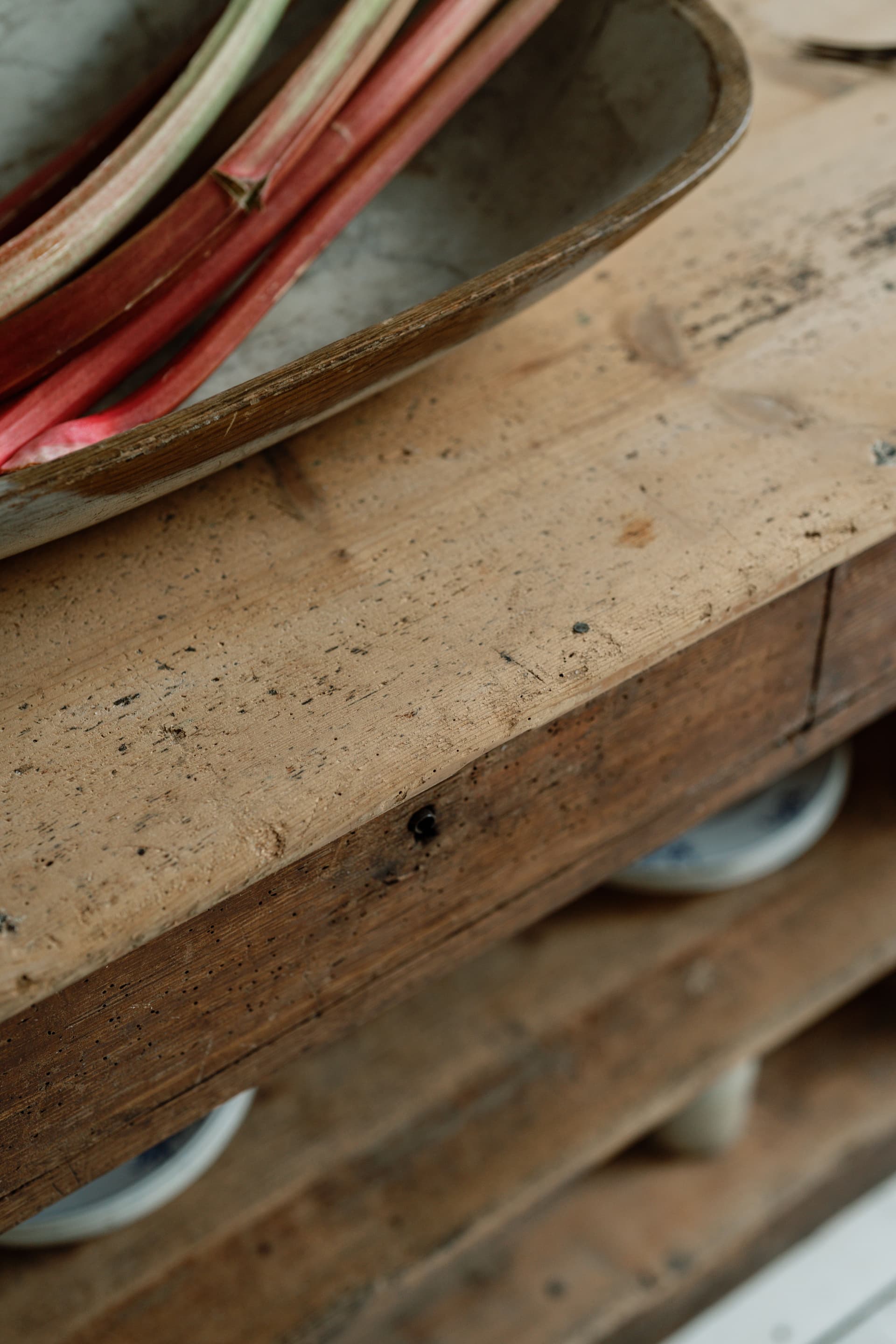 French Pine Workbench with Original Paint Patina