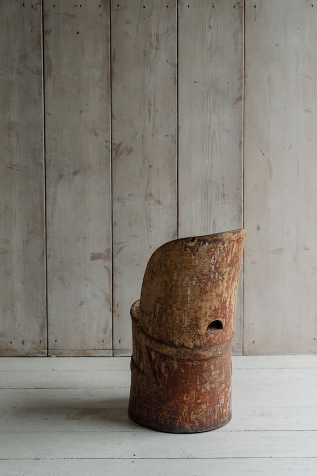 A Rare Norwegian Folk Art Kubbestol