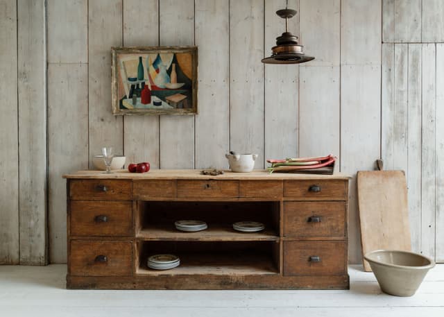 French Pine Workbench with Original Paint Patina