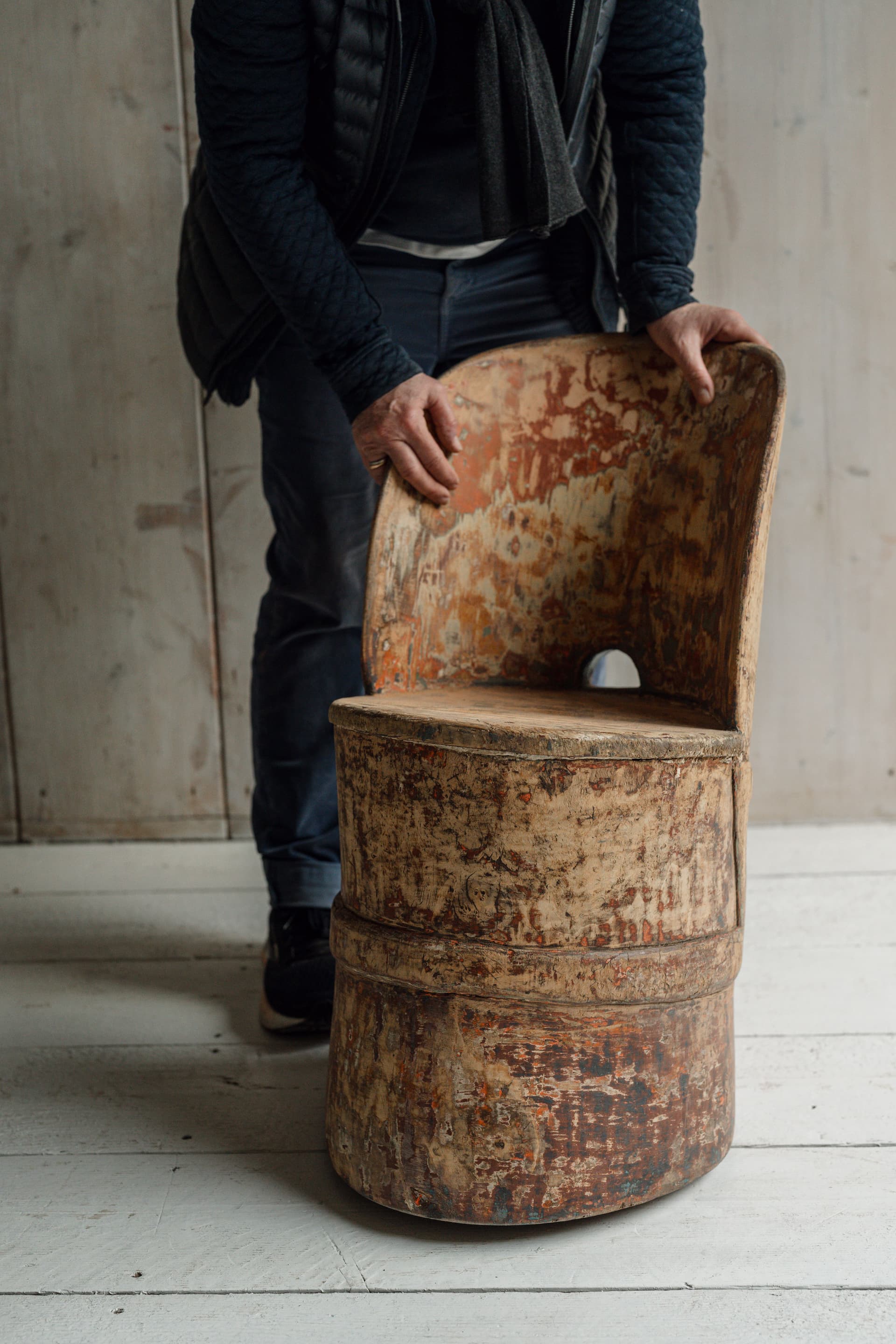 A Rare Norwegian Folk Art Kubbestol