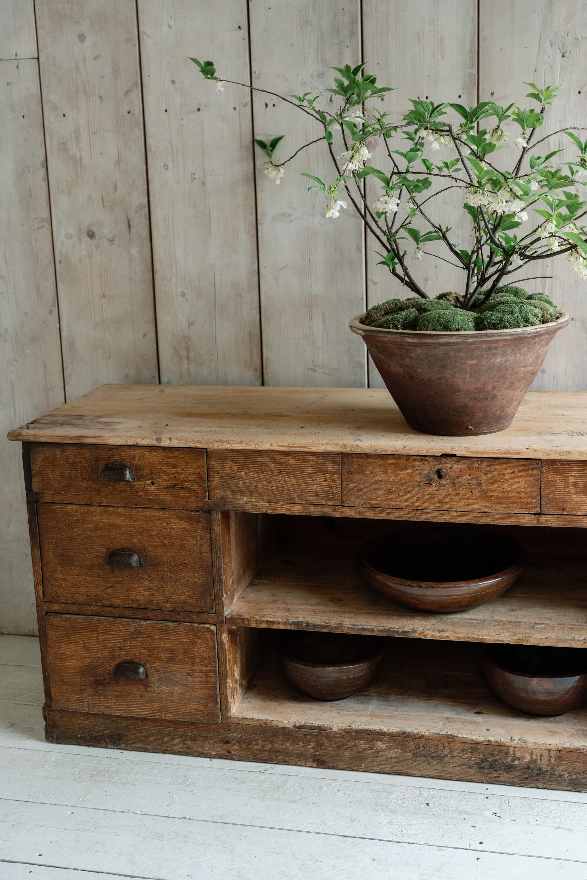 French Pine Workbench with Original Paint Patina