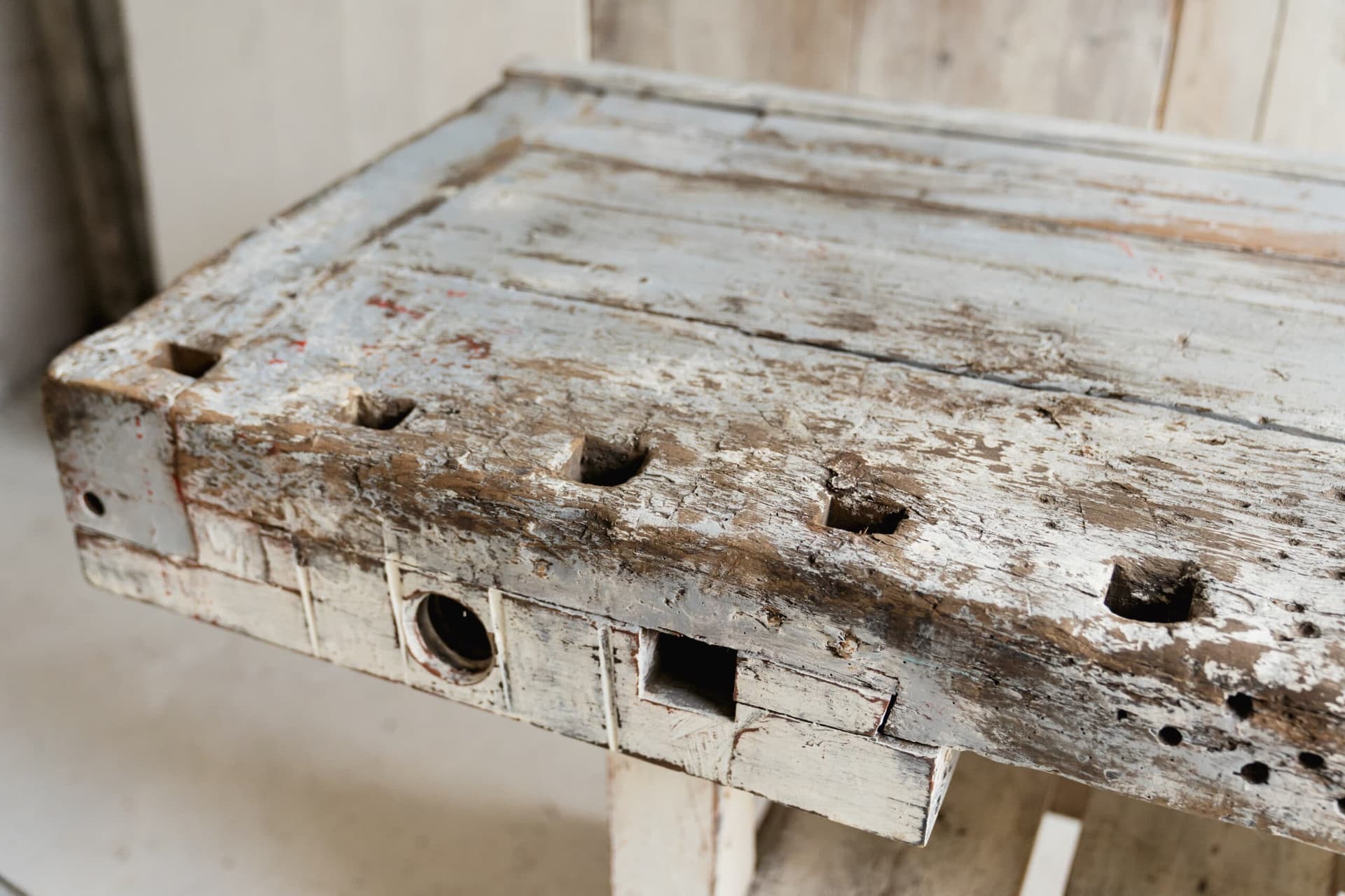 Powder Blue and White French Rustic Workbench