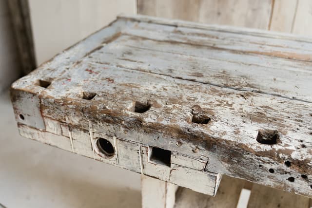Powder Blue and White French Rustic Workbench