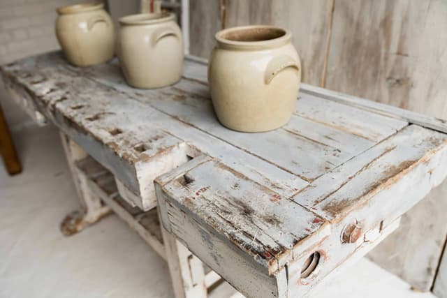 Powder Blue and White French Rustic Workbench