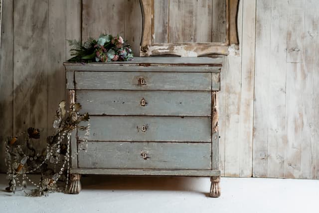 Original Swedish Gustavian Light Powder Blue Painted Commode c.1780