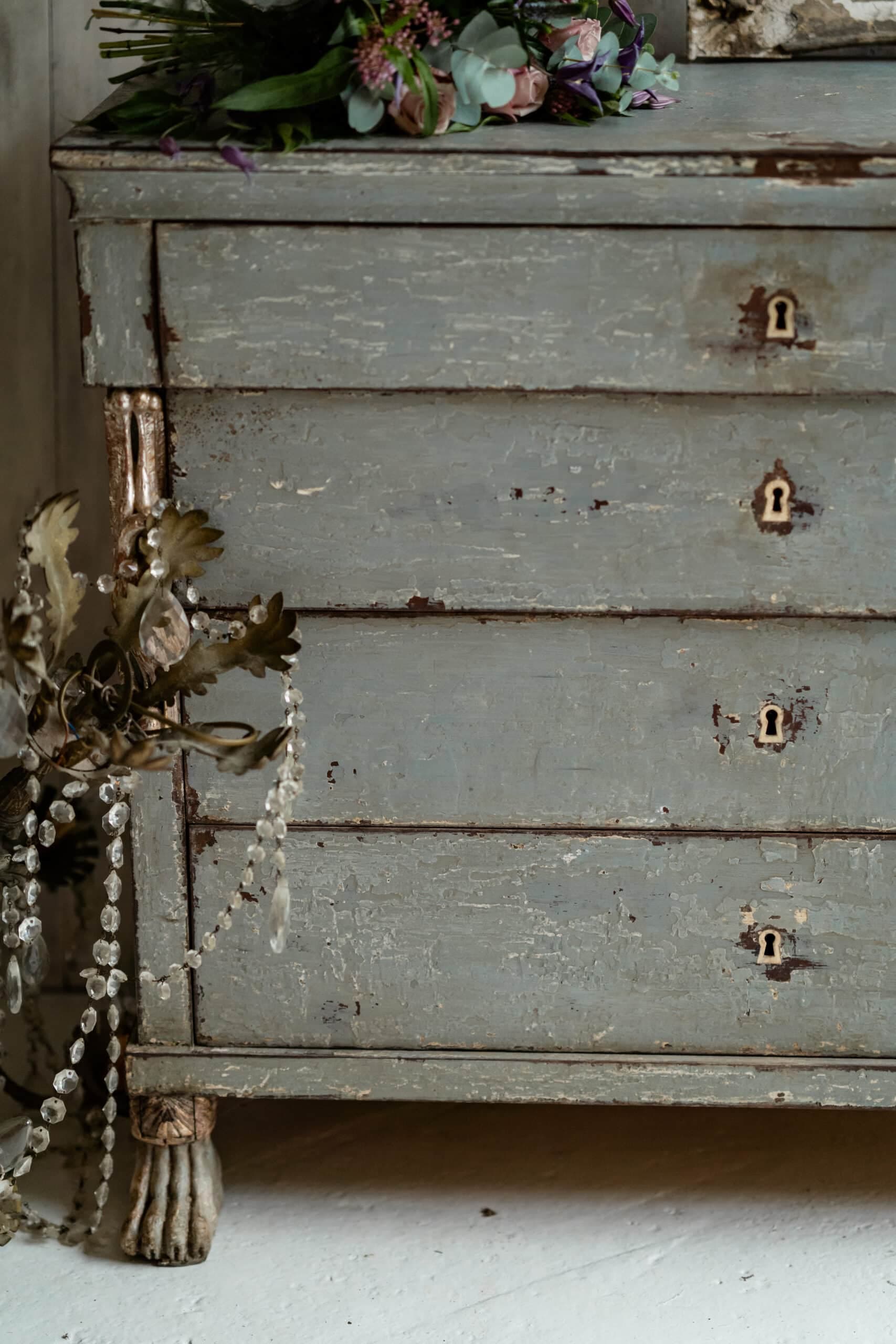 Original Swedish Gustavian Light Powder Blue Painted Commode c.1780