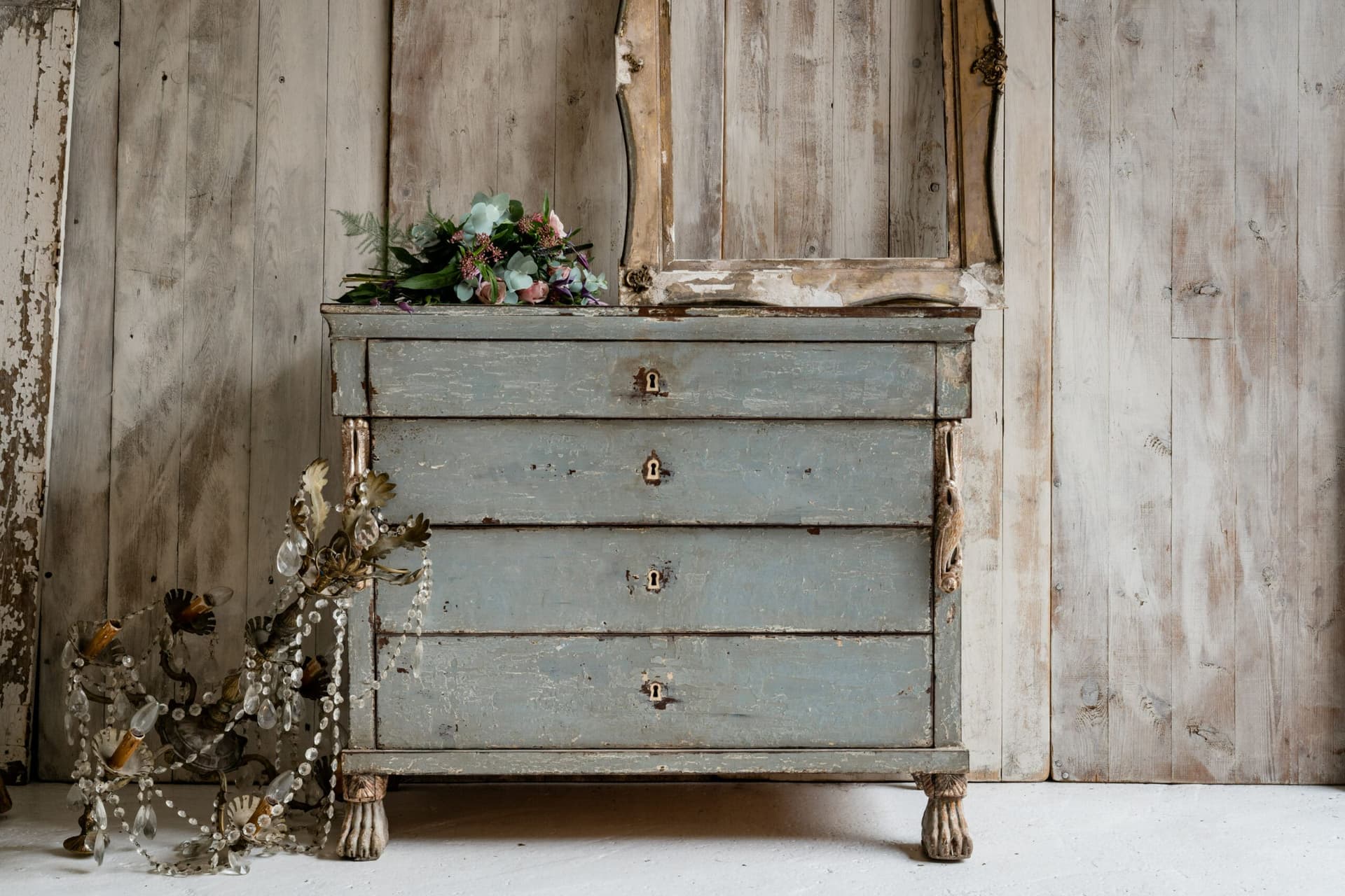 Original Swedish Gustavian Light Powder Blue Painted Commode c.1780